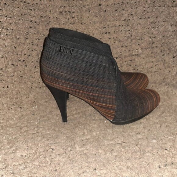 UN UNITED NUDE™ FOLD HI Booties-Black Orange Ombre Stripe-Sz 39-Excellent - Picture 4 of 7